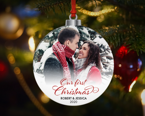 White Background Couples First Christmas Ornament 2021