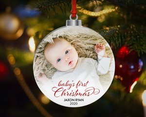 White Background Baby's First Christmas Ornament 2021